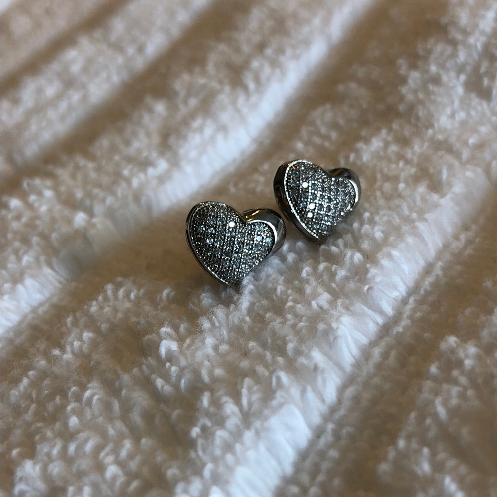 Earrings Pushbacks - Silver Tone Heart Shaped